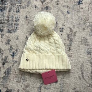 Kate Spade Cream Knit Pom-Pom Beanie